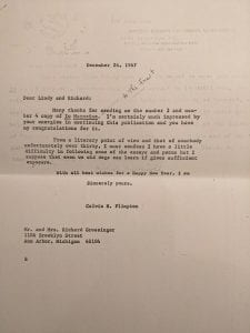 Letter from President Calvin Plimpton