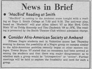 "News in Brief: Consider Afro-American Society at Amherst"