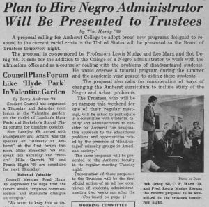 "Plan to Hire Negro Administrator Will Be Presented to Trustees"